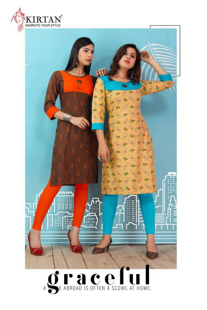 Kirtan Patang Rayon Printed Running Wear Kurti Wholesaler